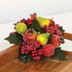 Sugar Glazed Winter Fruit & Holly Taper Ring - 1"