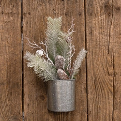 Snowy Bristle Pine & Boughs Pick - 16.5"