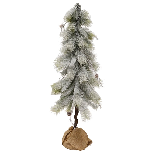 Snowy Bristle Pine & Boughs Tree w/Burlap Base - 34"