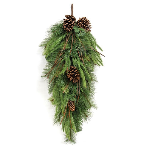 Mixed Northern Pine & Pine Cone Teardrop - 35"