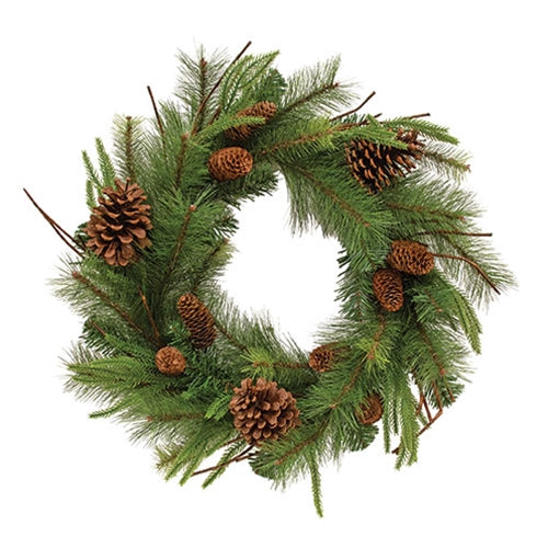 Mixed Northern Pine & Pine Cone Wreath - 24"
