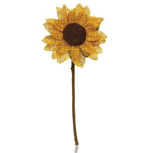 Stiffened Burlap Sunflower Pick