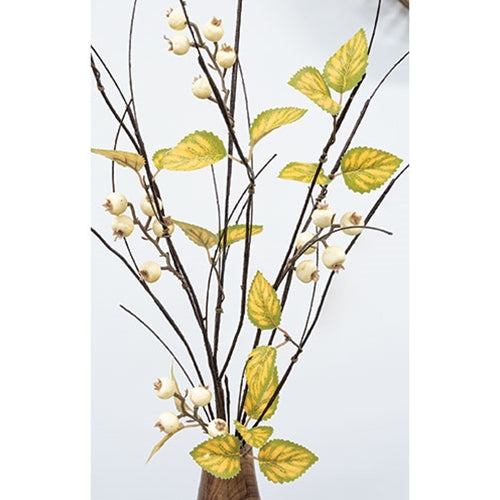 Golden Wave Leaves & Berry Branch 35"