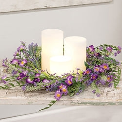 Lilac & Lavender Blossoms Candle Ring 6.5"