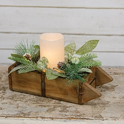 Newport Snowy Mixed Greens & Cone Candle Ring 3.5"