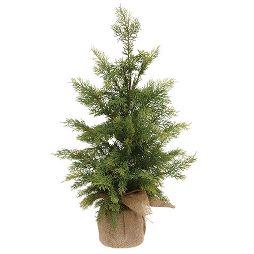 Soft Touch Weeping Cedar Tree w/Burlap Base - 24"