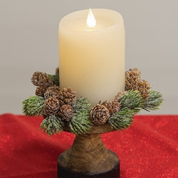 Icy Bristle Pine & Cone Candle Ring - 3.25