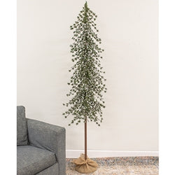 Glistening Snowy Mini Ming Pine Tree w/Burlap Base - 6 Ft.