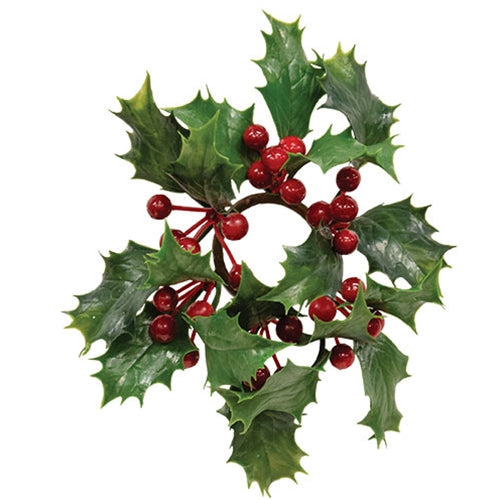 Nostalgic Holly & Berries Candle Ring - 1.5"