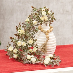 Frosted Fantasy Cream Rose Hanging Vine - 26.5"
