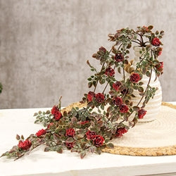 Frosted Fantasy Red Rose Hanging Vine - 26.5"