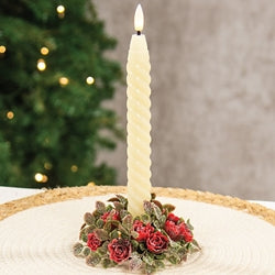 Frosted Fantasy Red Rose Candle Ring - 1.5"