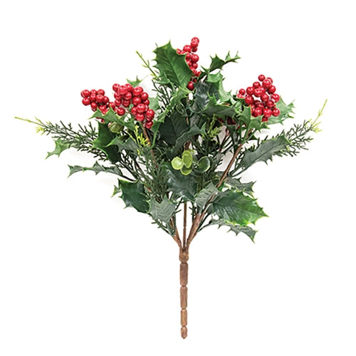 Vintage Holly & Ivy Cedar Bush - 12"H