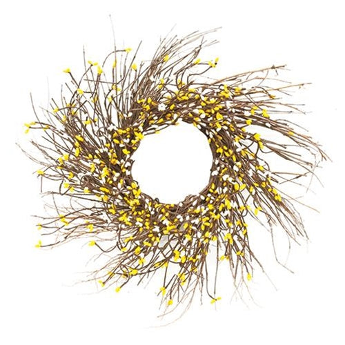 Yellow & Cream Pip Twig Wreath 16"