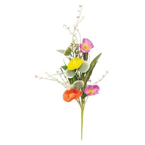 Mixed Poppy & Silver Dollar Spray