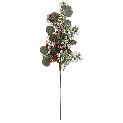 Snowy Holiday Red Berry & Bell Spray
