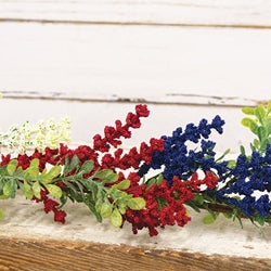 Red White & Blue Heather & Boxwood Garland 4ft