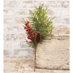 Real Touch Mixed Cedar & Red Berry Pick - 17"
