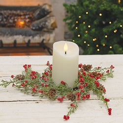 Icy Sparkle Pine & Pepperberry Candle Ring - 3.5"