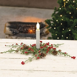 Icy Sparkle Pine & Pepperberry Candle Ring - 1.5"
