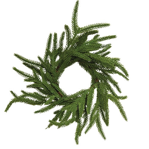 Soft Touch Evergreen Norfolk Pine Candle Ring - 3.5"