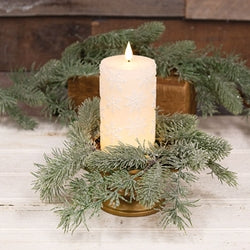 Olde World Sparkle Pine Candle Ring - 3.5"