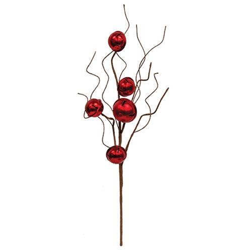 Gleaming Red Jingle Bells Spray - 17.5"