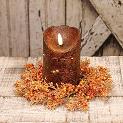 Soft Touch Orange Pepperberry Candle Ring - 3.5"