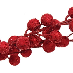 Red Flocked Glitter Spray - 29"