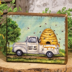 Buzz Bee Honey Farm Truck Distressed Block