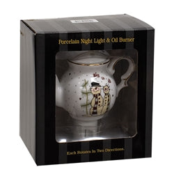 Porcelain Bless Us All Snowman Teapot Nightlight