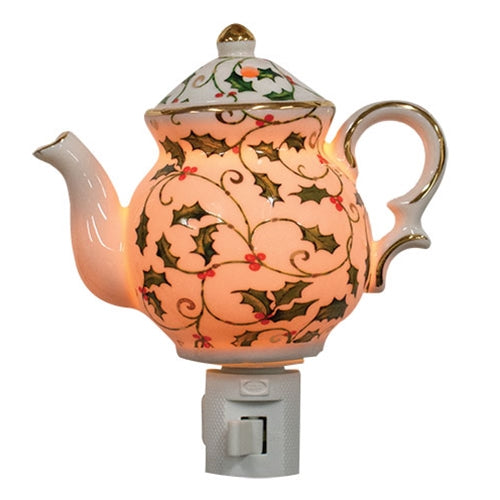 Porcleain Holly & Berries Tealight Nightlight