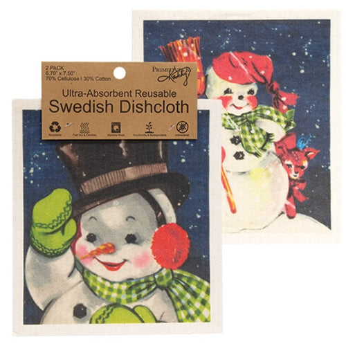 2/Set - Retro Snowman Swedish Dishcloths