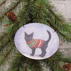 Cozy Black Cat Ornament