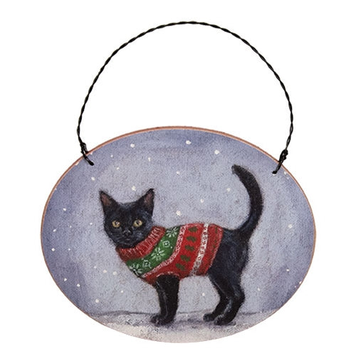 Cozy Black Cat Ornament