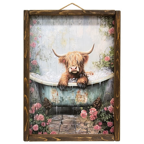 Tubby Highland and Roses Framed Print - 12x16