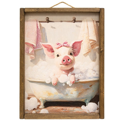 Tubby Piggy With Bubbles Framed Print - 12x16