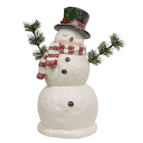 Resin Glittered Jolly Snowman - 14"H