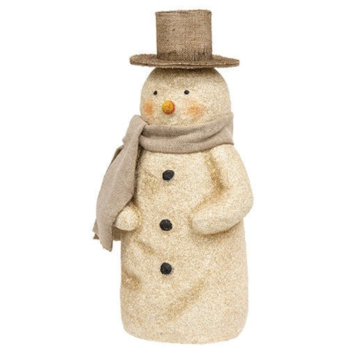 Resin Glittered Vintage Snowman w/Top Hat Figurine - 8.25"H