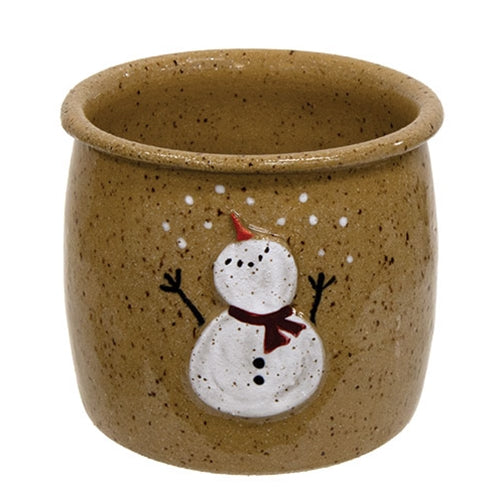 Snowman Glazed Mini Crock