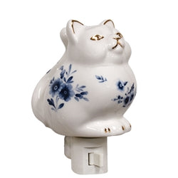 Porcelain Floral Cat Nightlight