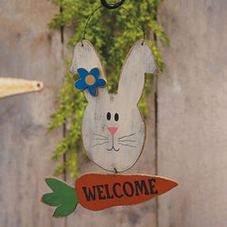 Distressed Wooden "Welcome" Bunny Hanger