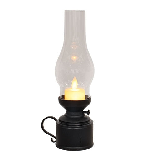 Realistic Flickering LED Black Tealight Lantern - 9-1/2 In H