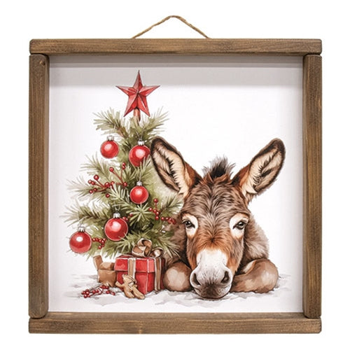 Donkey Under the Tree Framed Print - 12" Sq.