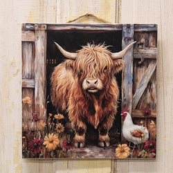Highland & Hen Barn Print - 12" Sq.