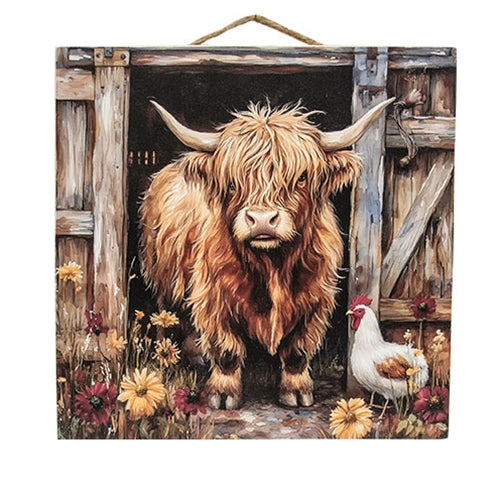 Highland & Hen Barn Print - 12" Sq.