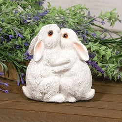 Resin White Hugging Bunnies - 5.5"H