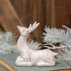White Distressed Resin Upward-Look Reindeer - 4.5"