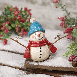 Resin Snowman with Blue Hat - 4.5"