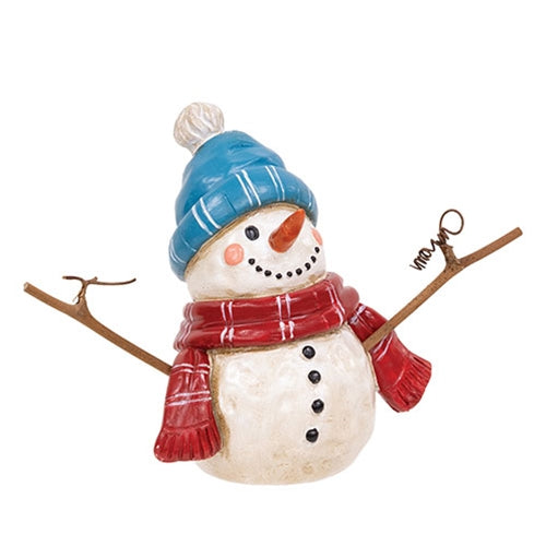 Resin Snowman with Blue Hat - 4.5"